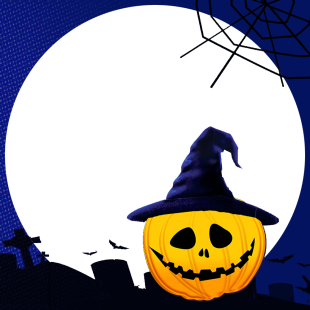 Happy Halloween Pumpkin Image Frame | blue halloween pumpkin halloween hat png