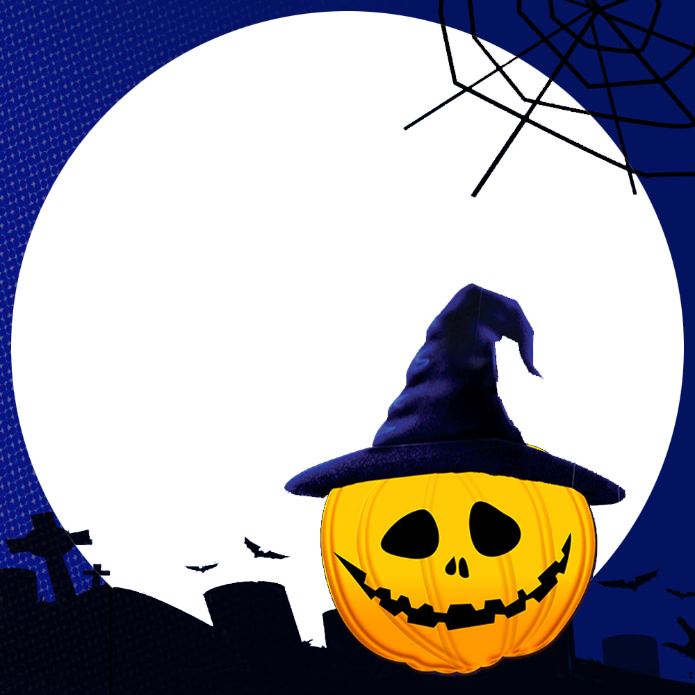 Happy Halloween Pumpkin Image Frame | blue halloween pumpkin halloween hat png