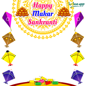 Happy Lohri and Makar Sankranti Images Frame | 7 makar sankranti drawing kites festival photo frame hd png