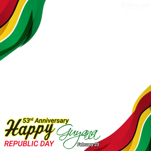 Happy 53rd Republic Day Guyana Greetings Images Frame | 1 53rd happy republic day guyana greetings images frame png