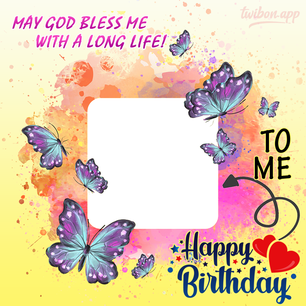 Happy Birthday Butterfly Background Theme Picture Frame | 1 happy birthday butterfly png