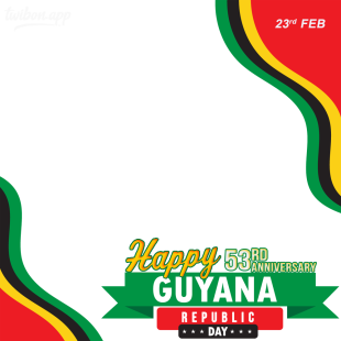 Guyana Republic Day Anniversary 2023 Greetings Twibbon | 3 guyana republic day anniversary 2023 greetings twibbon png
