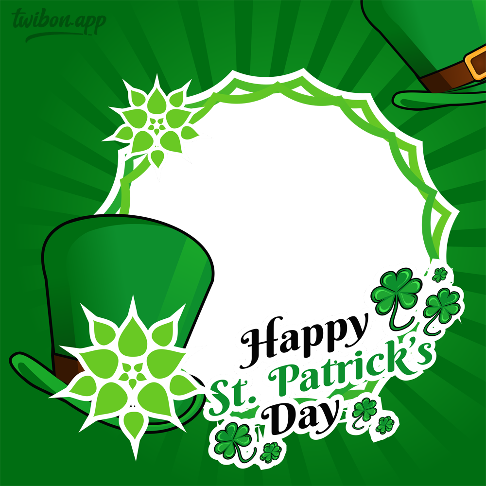 Patrick Day Green Background Picture Frame Twibbon | 3 patrick day green twibbon png
