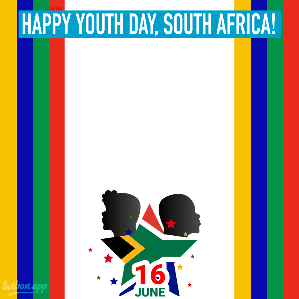 16 June Youth Day South Africa Greetings Twibbon Frame | 3 happy youth day south africa 16 june png