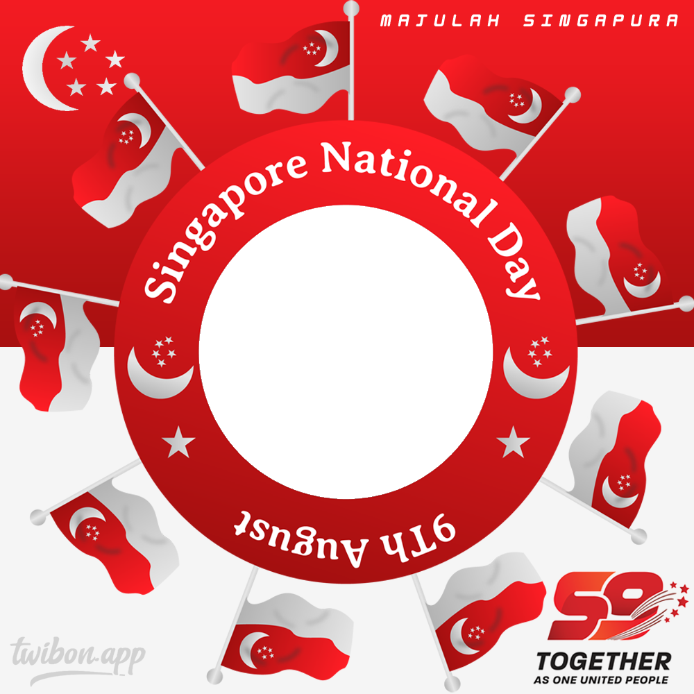 Happy National Day 2024 Singapore Twibbon | 2 national day 2024 singapore twibbon png