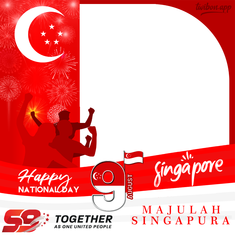 S9 Together As One United People NDP 2024 Frame | 3 majulah singapura national day background frame png