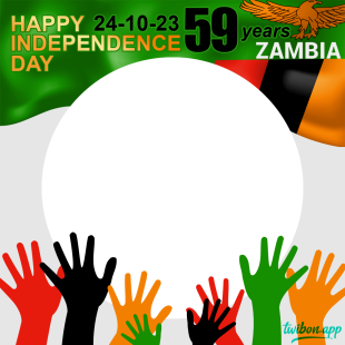 Zambia Independence Day 2023 Greetings Twibbon | 3 zambia independence day 2023 png