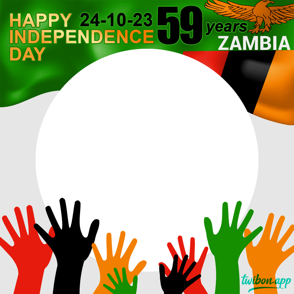 Zambia Independence Day 2023 Greetings Twibbon | 3 zambia independence day 2023 png