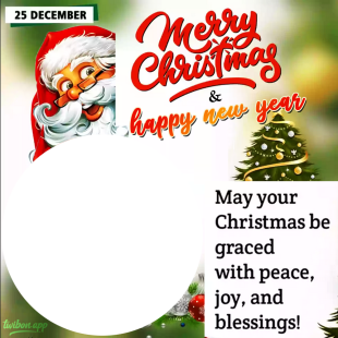 Happy New Year and Merry Christmas Wishes Twibbon Frame | 3 happy new year and merry christmas wishes png