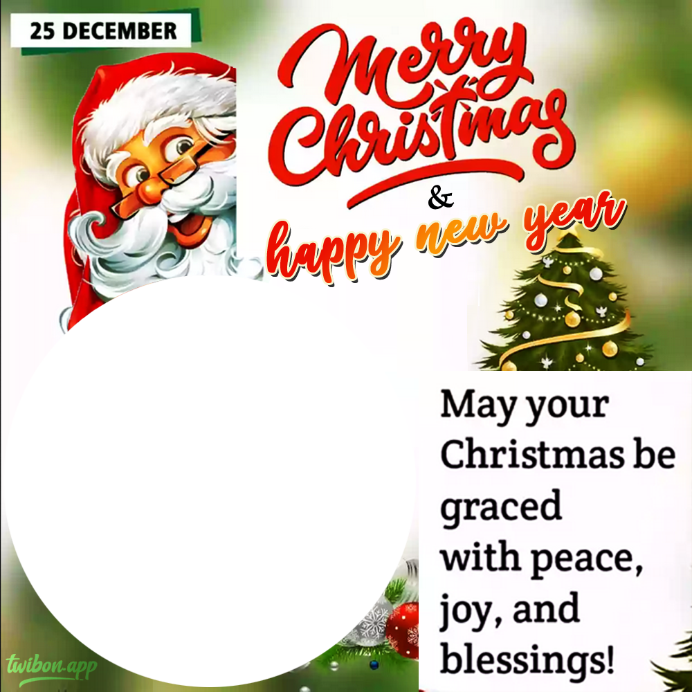 Happy New Year and Merry Christmas Wishes Twibbon Frame | 3 happy new year and merry christmas wishes png