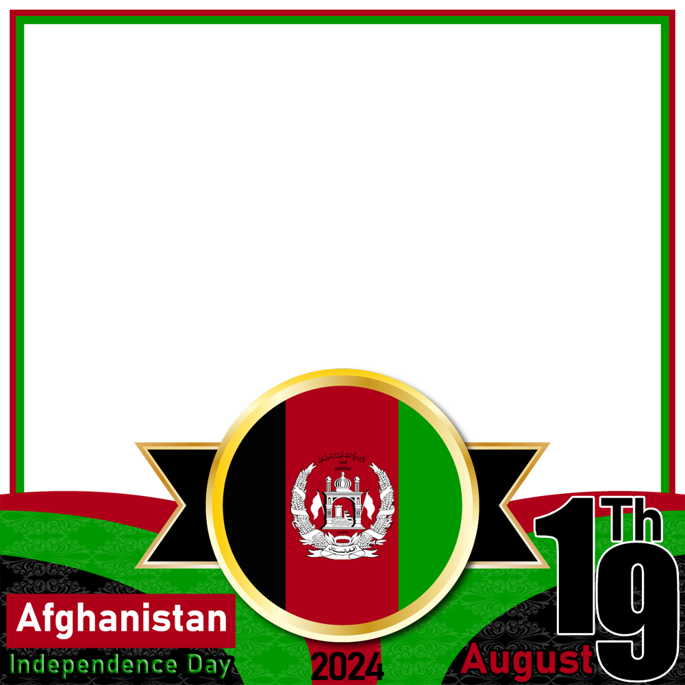 Happy Afghanistan Independence Day 2024 Picture Frame | 2 happy afghanistan independence day 2024 png