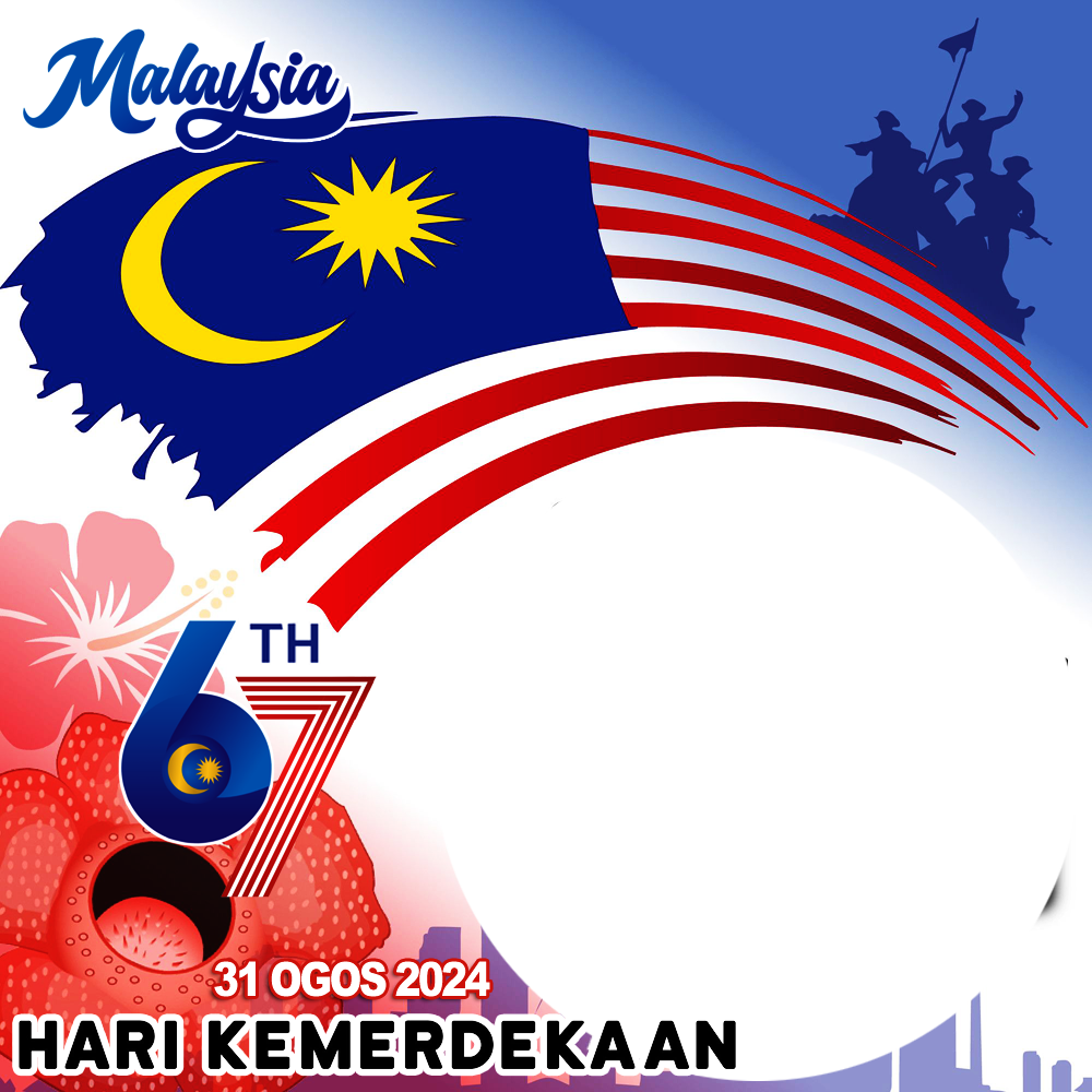 Twibbon Hari Kemerdekaan Malaysia ke-67 | 3 hari kemerdekaan malaysia ke 67th 2024 png