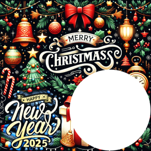 Merry Christmas & Happy New Year 2025 Banner Design Frame | 2 merry christmas and happy new year 2025 banner design frame png