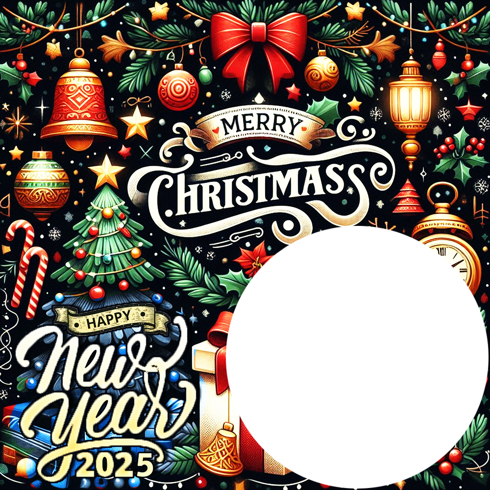 Merry Christmas & Happy New Year 2025 Banner Design Frame | 2 merry christmas and happy new year 2025 banner design frame png