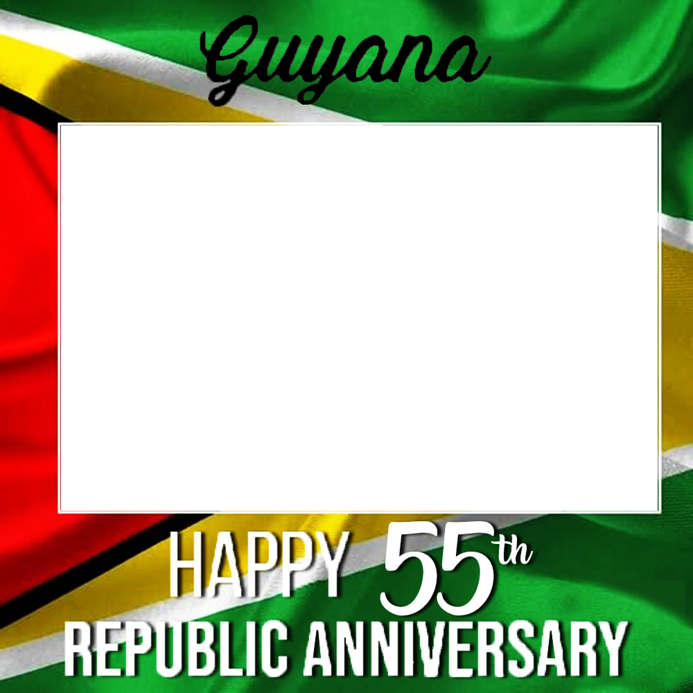 Guyana Republic Day Anniversary Celebration Photo Frame | 3 guyana republic day anniversary celebration frame png