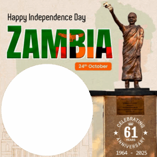 Happy Independence Day Zambia 61 Years Anniversary Frame | 2 happy independence day zambia 61 years images frame png