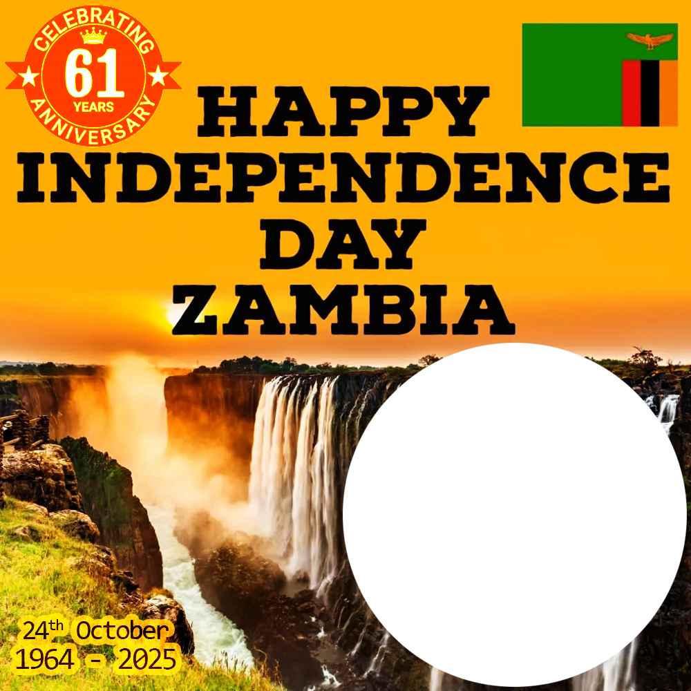 61st Zambia Independence Day Quotes Wishes Frame | 3 61st zambia independence day quotes wishes frame png