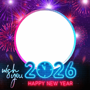 Wish You A Happy New Year 2026 Fireworks Theme Twibbon | 1 wish you a happy new year 2026 fireworks theme png