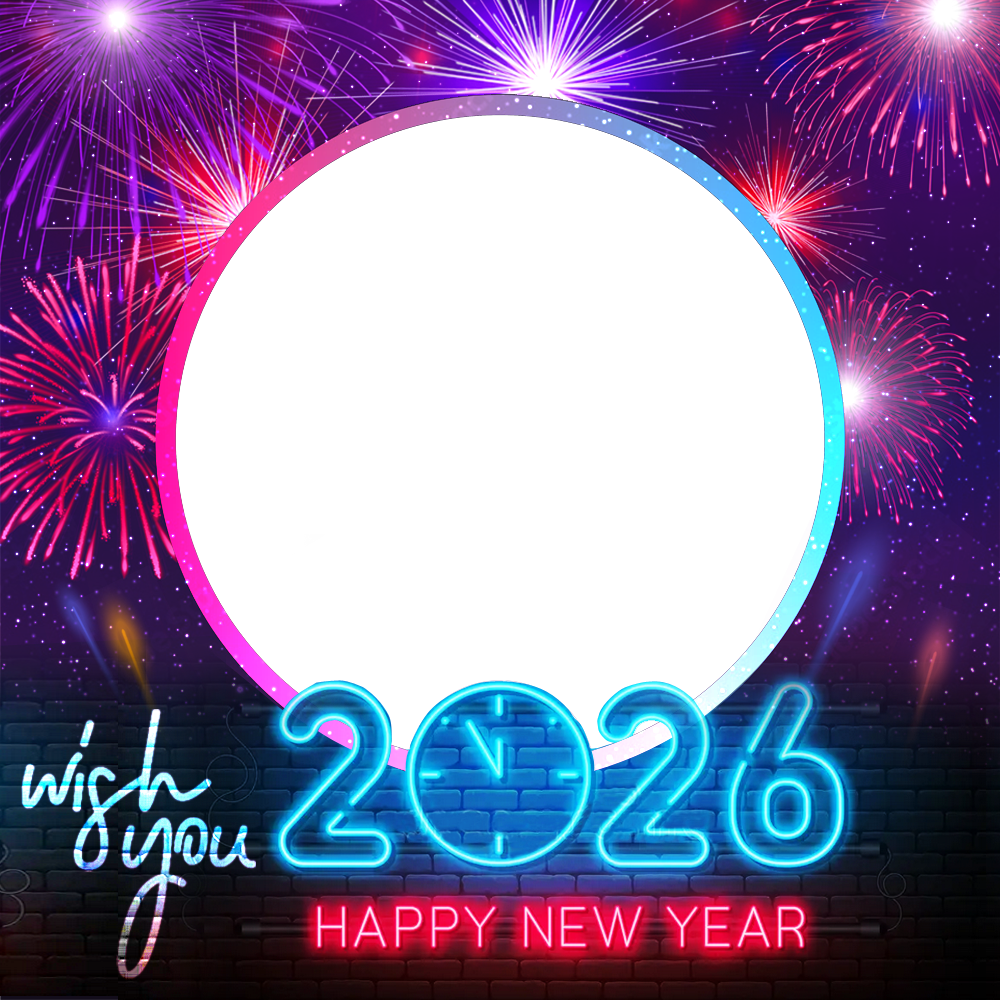 Wish You A Happy New Year 2026 Fireworks Theme Twibbon | 1 wish you a happy new year 2026 fireworks theme png