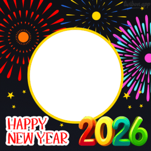 Happy New Year 2026 Fireworks Picture Frame | 5 happy new year 2026 picture frame png