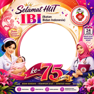 Twibbon HUT IBI Ke 75 (24 Juni 2026) | twibbon hut ibi ke 75 png