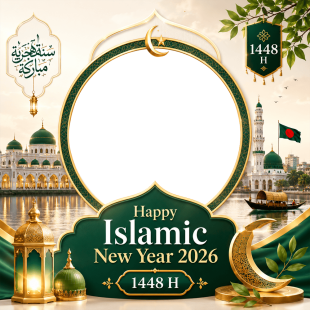 Hijri New Year 2026 in Bangladesh - Greeting Twibbon Frame | 2 hijri new year 2026 in bangladesh png