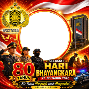 Twibbon HUT Bhayangkara 80 Tahun 2026 | 3 twibbon hut bhayangkara 80 tahun 2026 png