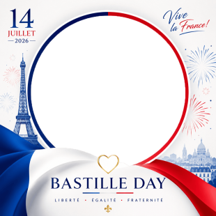 Happy Bastille Day 2026 France - Twibbon Photo Frame | happy bastille day 2026 france png