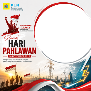 Twibbon Hari Pahlawan (PLN) - 10 November 2026 | twibbon hari pahlawan pln png