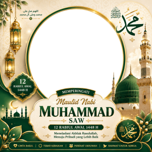 Twibbon Maulid Nabi Muhammad 1448 H Gratis | twibbon maulid nabi muhammad 1448 h gratis png