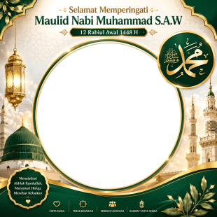 Twibbon Peringatan Maulid Nabi Muhammad SAW 2026 | twibbon peringatan maulid nabi muhammad saw 2026 png