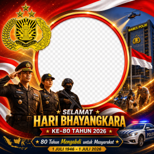 Twibbonize HUT Bhayangkara 2026 ke-80 Tahun | twibbonize hut bhayangkara 2026 png