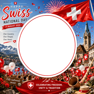 1 August Swiss National Day Celebration - Twibbon Frame | 1 august swiss national day celebration png