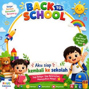 Twibbon Back to School PAUD - Tahun Ajaran 2026/2027 | twibbon back to school PAUD png