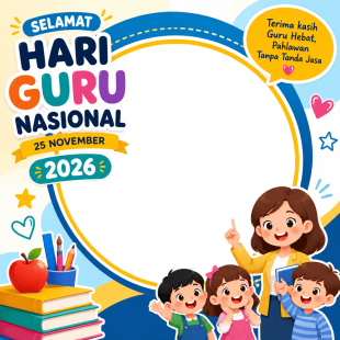 Twibbon Hari Guru Anak TK - HGN 2026 | twibbon hari guru anak tk png