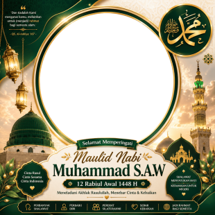 Twibbon Maulid Nabi Muhammad SAW 1448 Hijriyah | twibbon maulid nabi muhammad saw 1448 h png