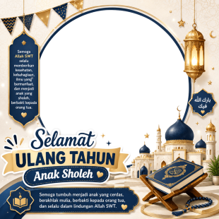 Twibbon Ulang Tahun Anak Laki-laki (Islami) | twibbon ulang tahun anak laki laki islami png