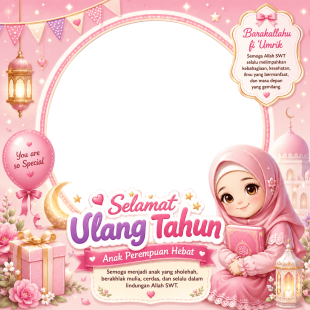Twibbon Ulang Tahun Anak Perempuan Islami | twibbon ulang tahun anak perempuan islami png