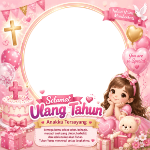 Twibbon Ulang Tahun Anak Perempuan (Kristen) | twibbon ulang tahun anak perempuan kristen png