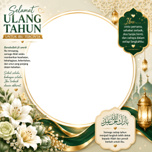 Twibbon Ulang Tahun Ibu Islami - Gratis Tanpa Watermark | twibbon ulang tahun ibu islami png