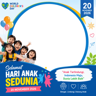 Twibbonize Hari Anak Sedunia 2026 Terbaru - Tanpa Watermark | twibbonize hari anak sedunia 2026 png