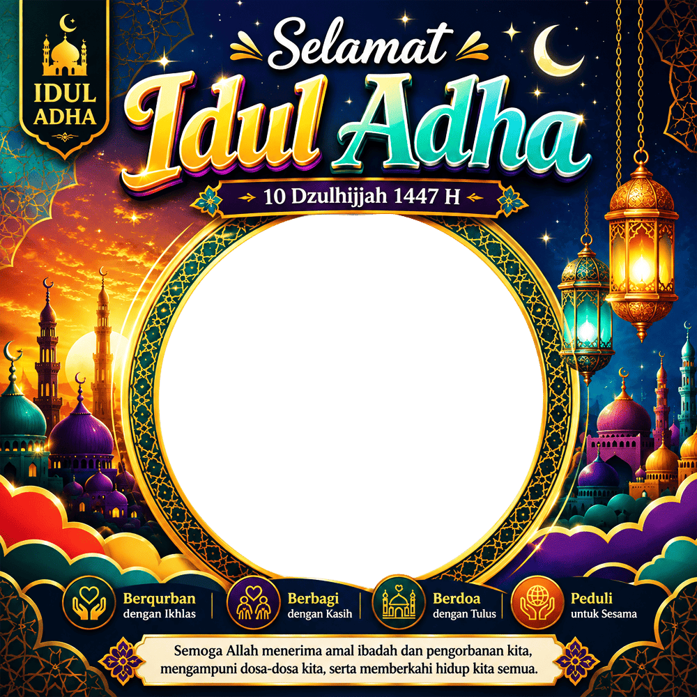 Twibbon Hari Raya Idul Adha 2026 (1447 H) | twibbon hari raya idul adha 1447h 2026 png